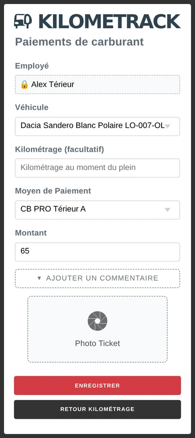 Paiements de carburant